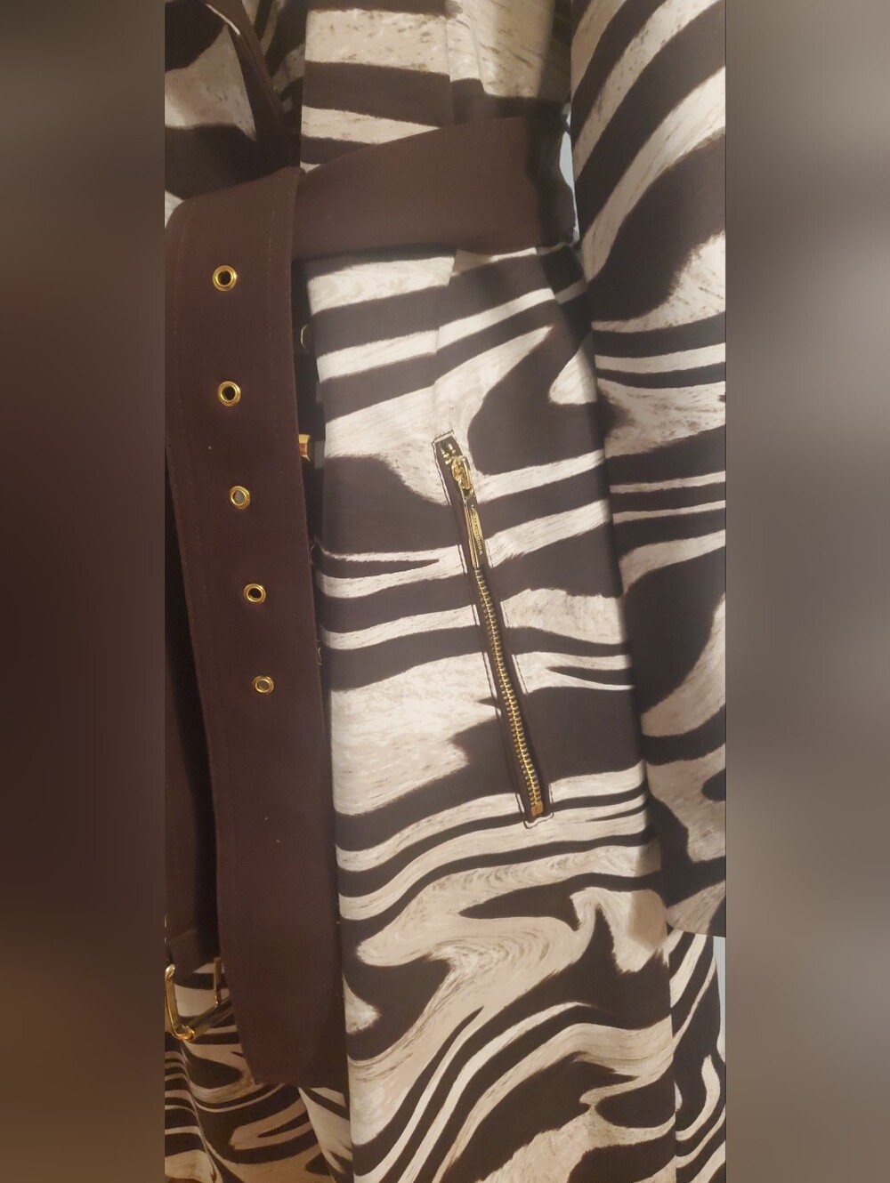 Michael Kors Chocolate Brown Lined Coat with Gold Hardware - Picture 6 of 12